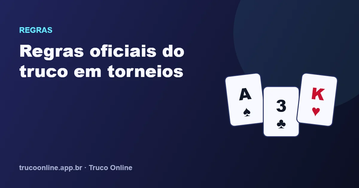 Ilustração do Truco Online: Regras oficiais do truco em torneios, com Ás de espadas, 3 de paus e Rei de copas