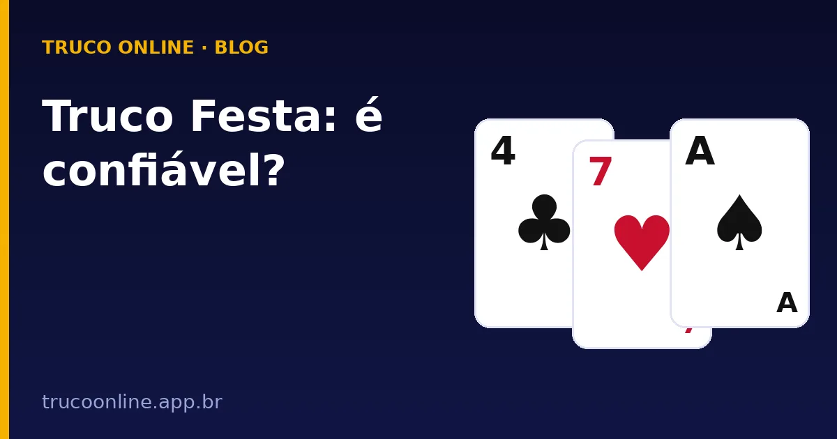 Ilustração do Truco Online: Truco Festa, com 4 de paus, 7 de copas e A de espadas
